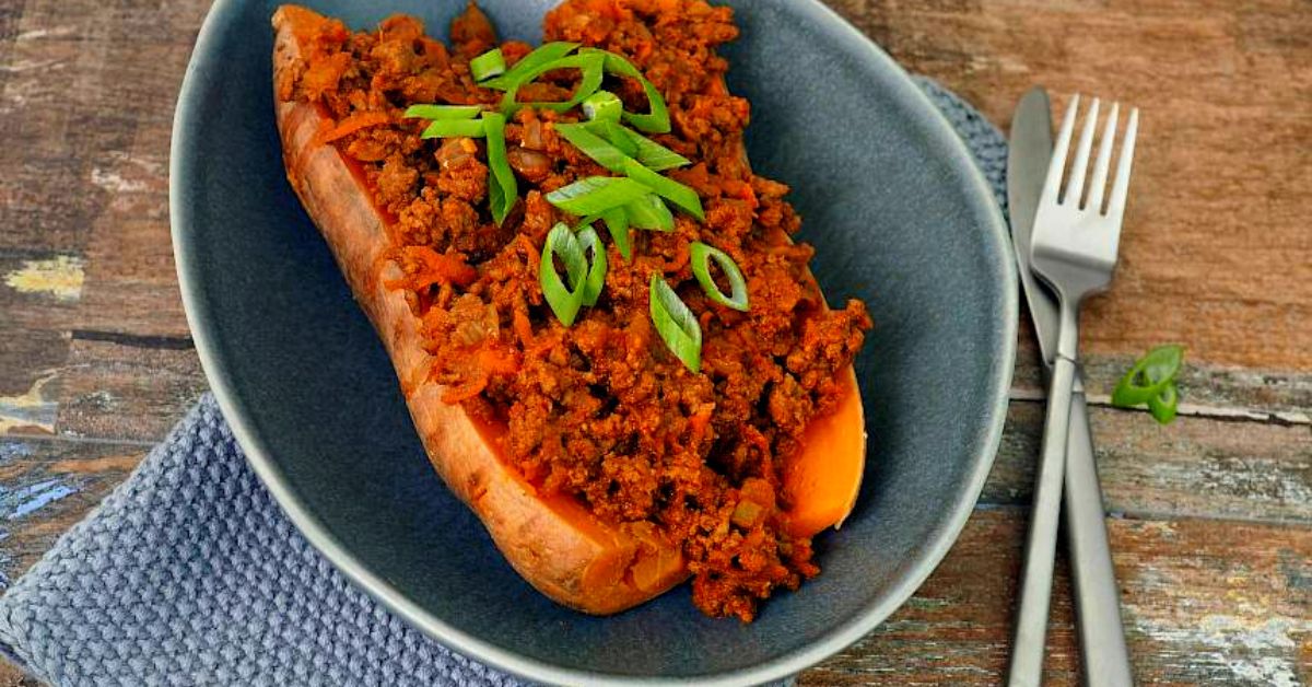 Savoury Minced Beef Loaded Sweet Potato