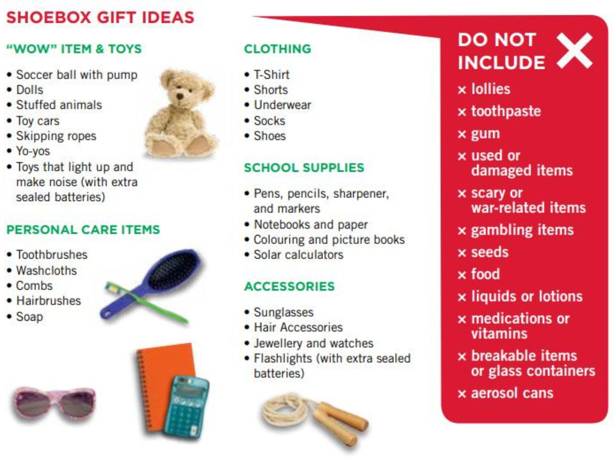Shoebox Gift ideas